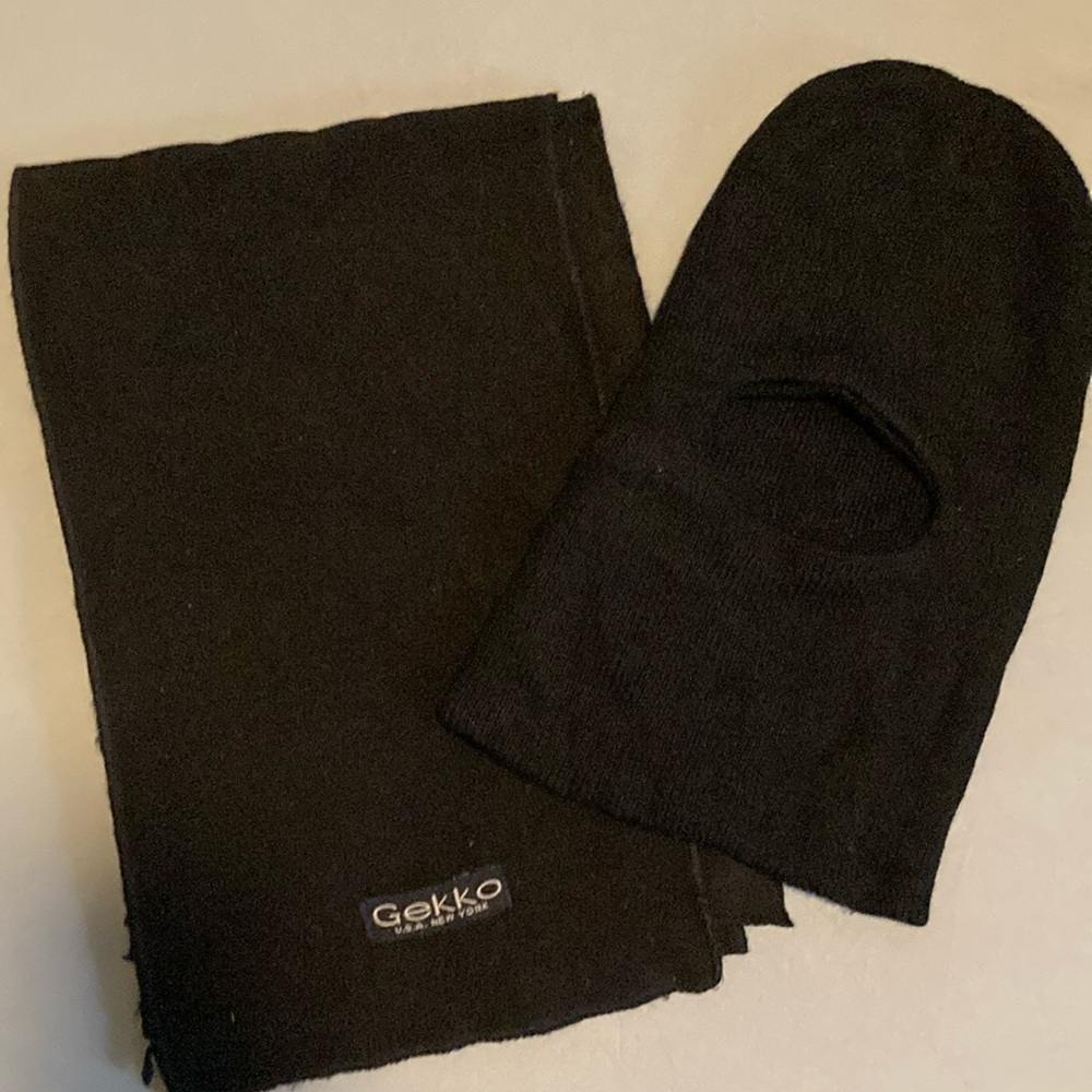 Black Men's Scarf and Balaclava Set